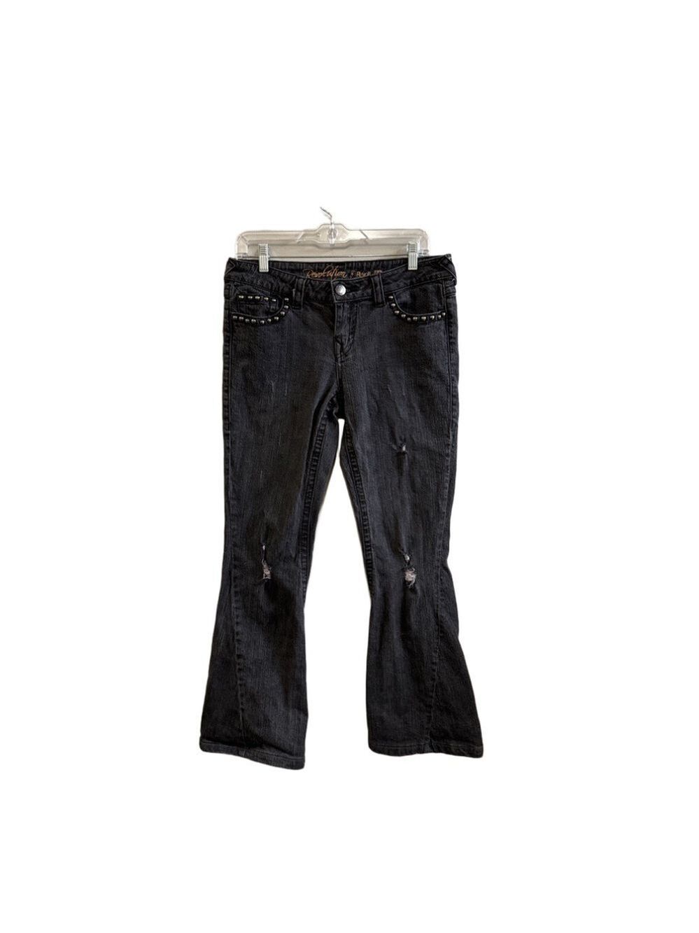 Women's Revolution & Revolt Distressed Black Denim Flare Leg Jeans. Size 11